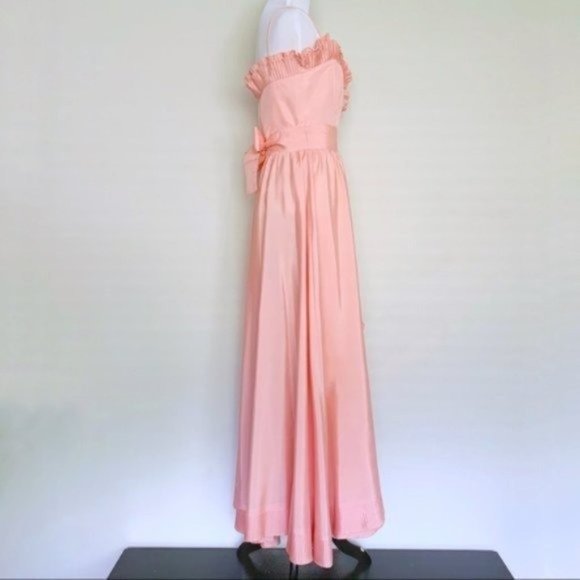 Vintage 80s Lillie Rubin x Albert Capraro Pink Ruffle Formal Dress Gown XXS/XS - Picture 6 of 13